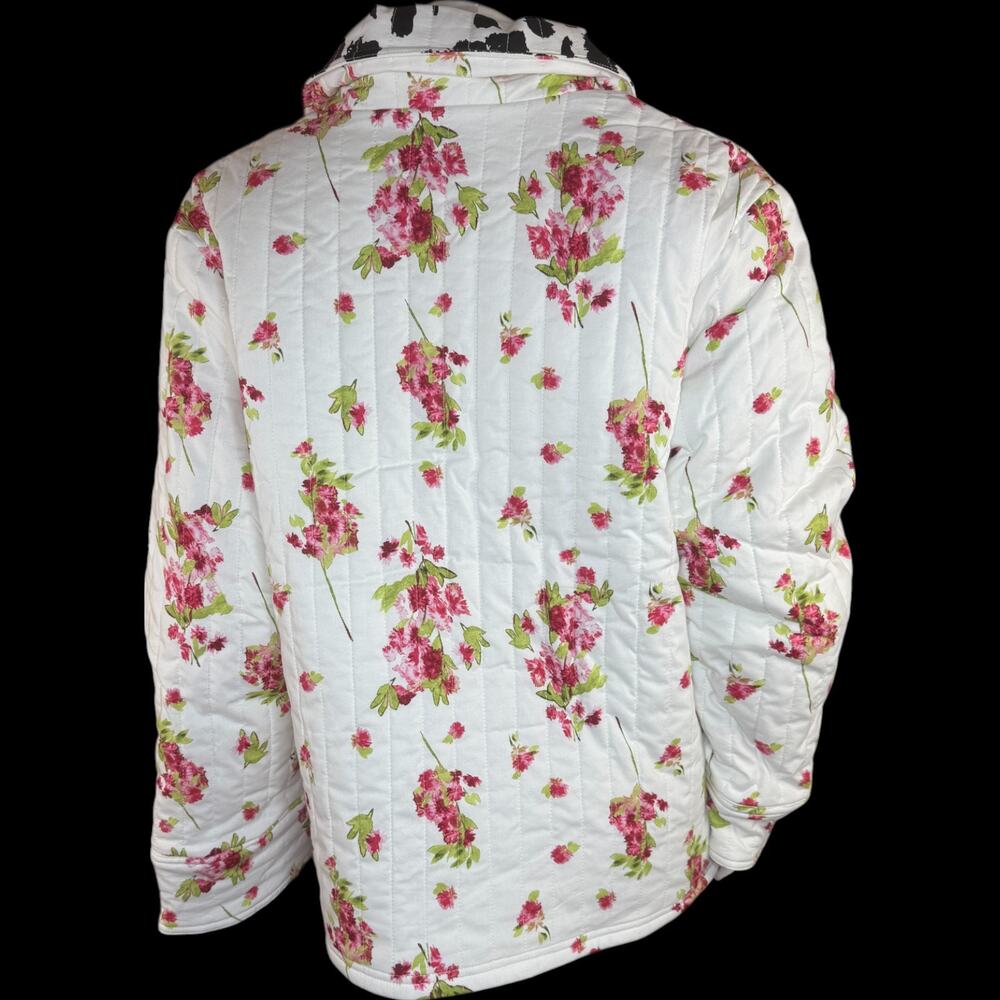 nicole by Nicole Miller Reversible Stretch Poplin Quilted Jacket Cream Floral L - Picture 12 of 15